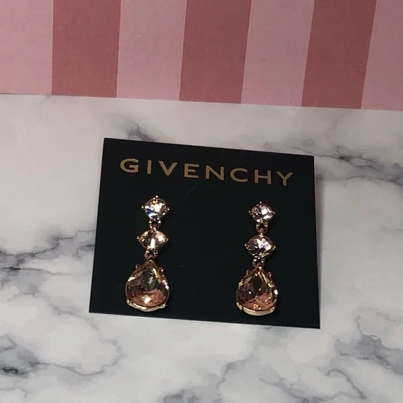 GIVENCHY Rose Gold/Champagne Drop Earrings with Post Backs - Picture 16 of 16